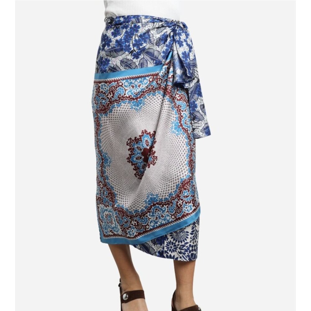NWT Weekend Max Mara SILK All-Over Patterned Midi Skirt - Picture 3 of 7